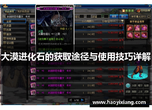 大漠进化石的获取途径与使用技巧详解